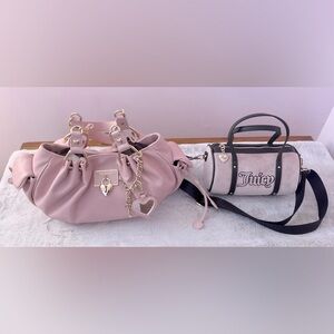 Juicy Couture rolling on satchel and mini barrel bag